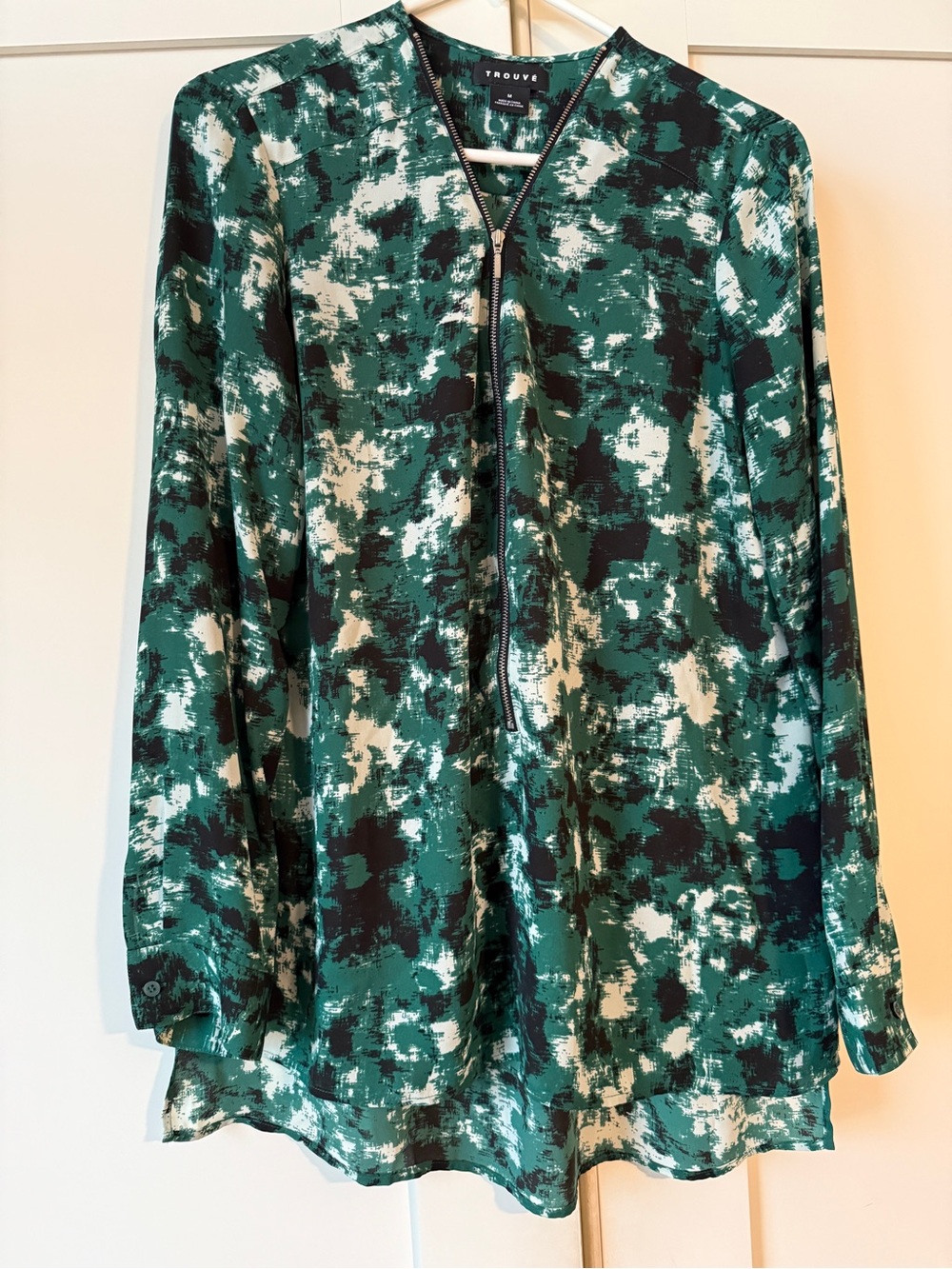 Quarter Zip Tunic Blouse, Size M by Trouve